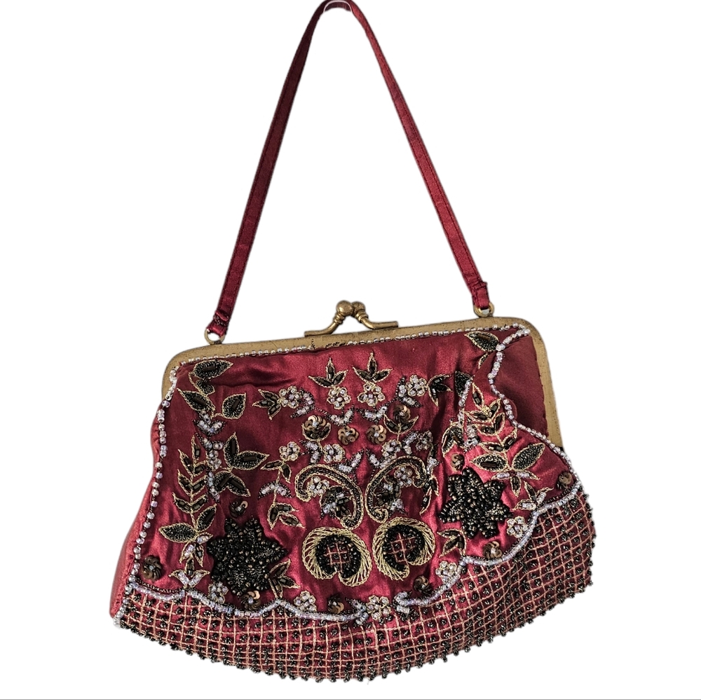 Vintage Santi Beaded Satin Evening Bag